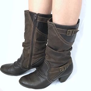 Brown calf-length Boots (with heel)